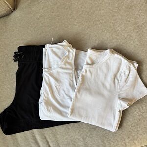 3pc FLX workout tops + shorts - size: L
